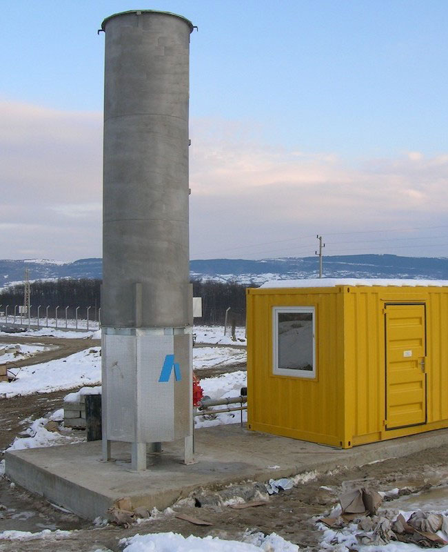 Факел за биогаз в регионалното депо за отпадъци – гр. Монтана